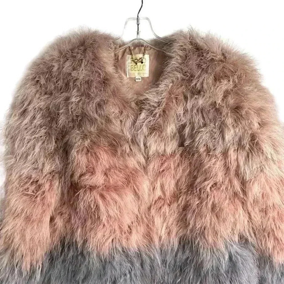 Pello Bello Women's Multicolor Feather Jacket Size M Party/Cocktail - Picture 3 of 16